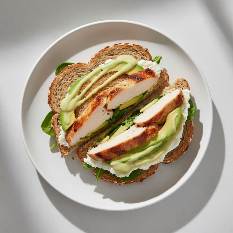 Egg White and Chicken Breast Sandwich on Whole Grain Bread