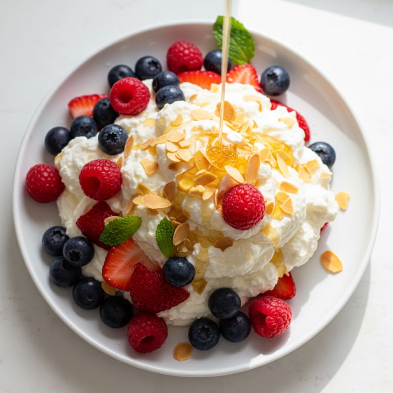 Greek Yogurt Protein Mousse with Mixed Berries