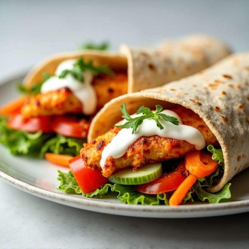 Healthy Buffalo Chicken Wrap with Fresh Veggies