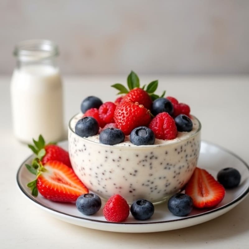 Creamy Vanilla Chia Seed Pudding with Fresh Berries
