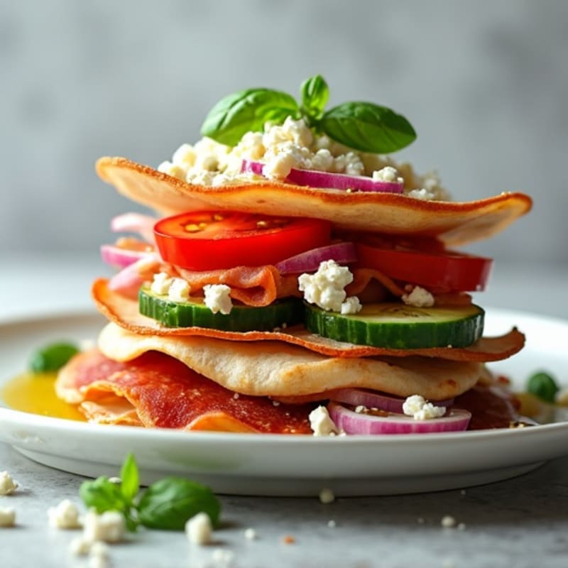 Lean Turkey-Prosciutto Stack with Fresh Mediterranean Vegetables