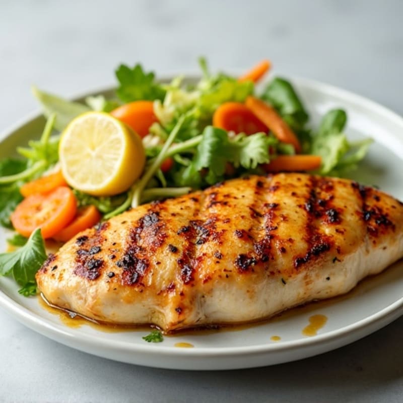 Grilled Chicken Breast with Crunchy Cabbage Slaw