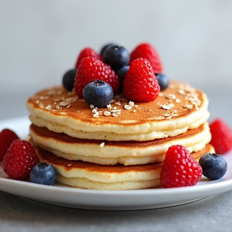 Fluffy Protein Pancakes with Fresh Berries
