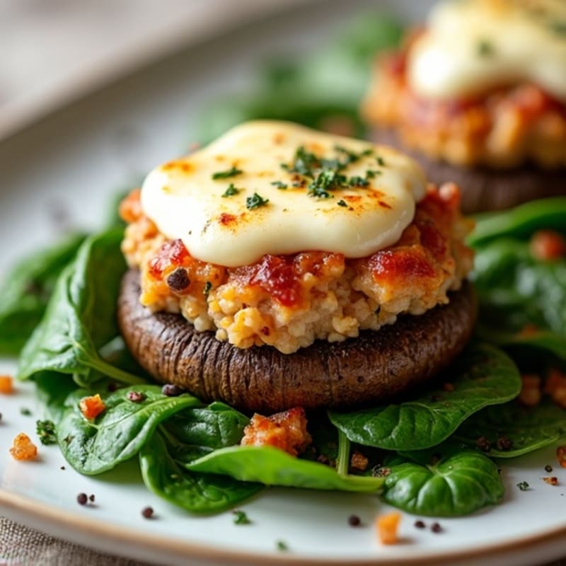 Savory Lean Turkey Stuffed Portobello Mushrooms