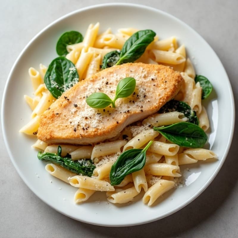 Healthy Creamy Chicken Alfredo Pasta