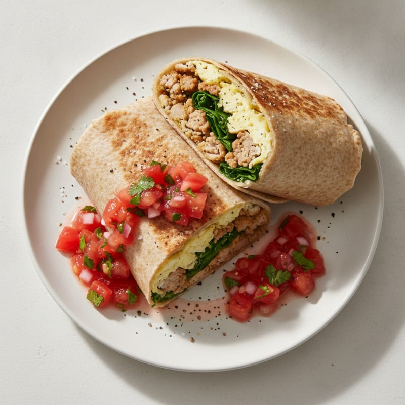 Loaded Breakfast Burrito with Salsa Fresca