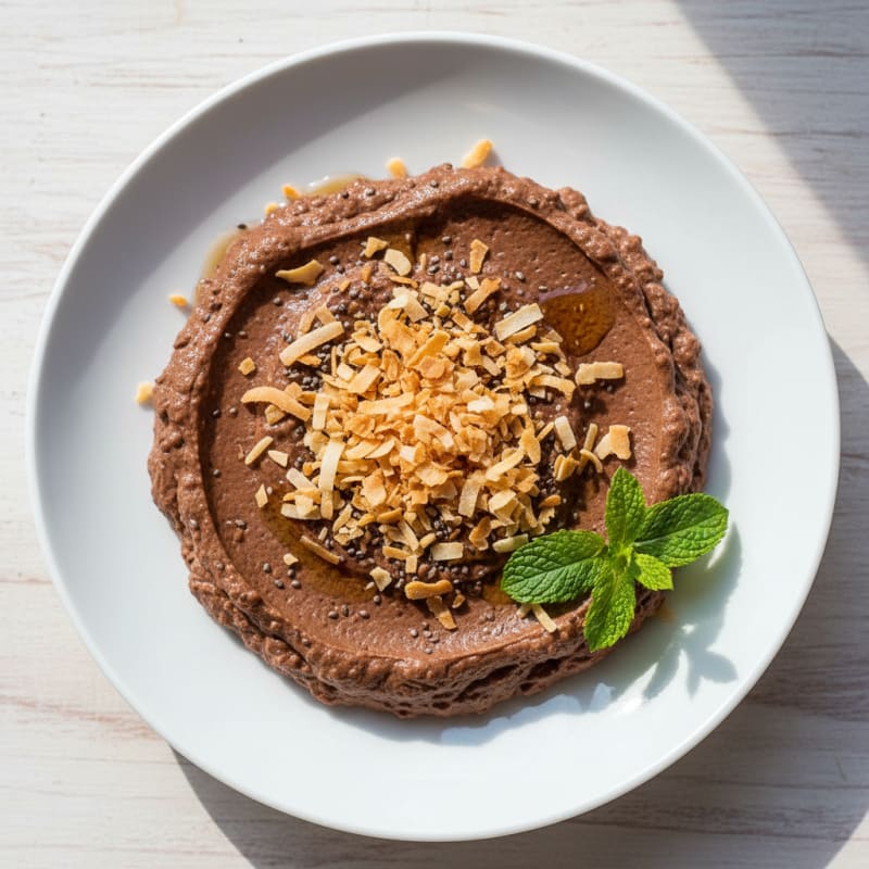 Silky Chocolate Protein Pudding with Toasted Coconut