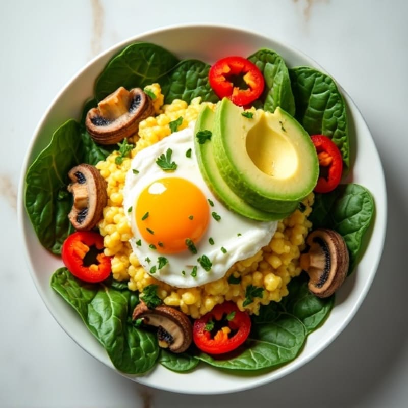 Fluffy Egg White Scramble with Fresh Spinach