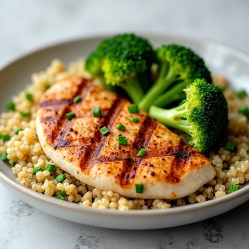 Grilled Turkey Breast with Quinoa and Roasted Broccoli