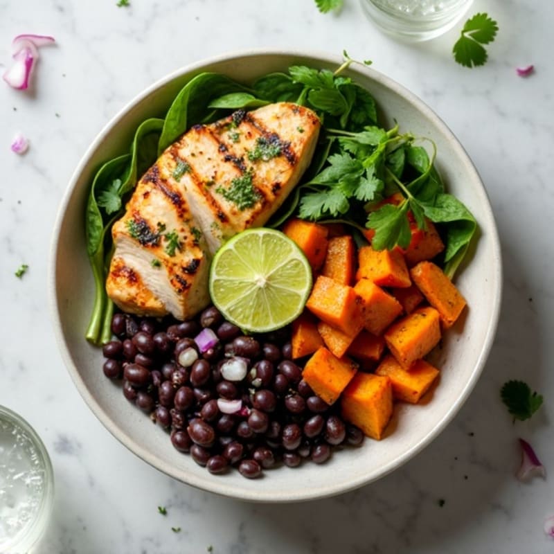 Cilantro-Lime Black Bean Bowl with Roasted Sweet Potato
