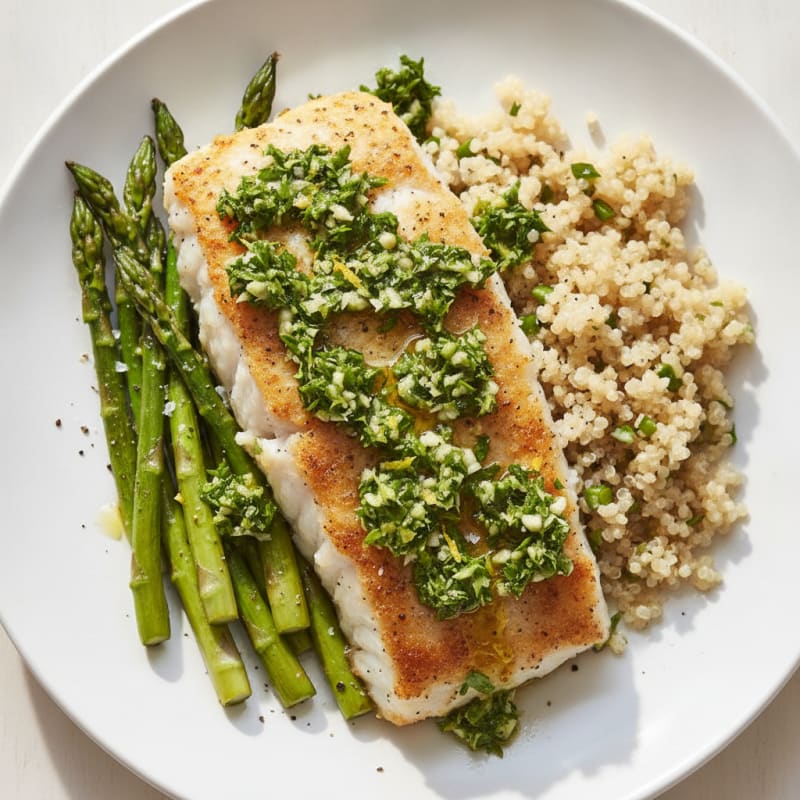 Baked Halibut with Lemon-Herb Gremolata