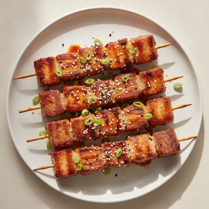 Spicy Gochujang Pork Belly Skewers