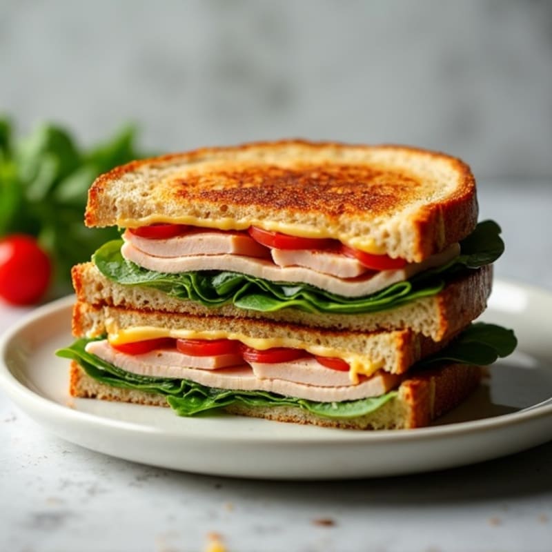 Crispy Whole Grain Turkey and Fresh Spinach Stacked Melt