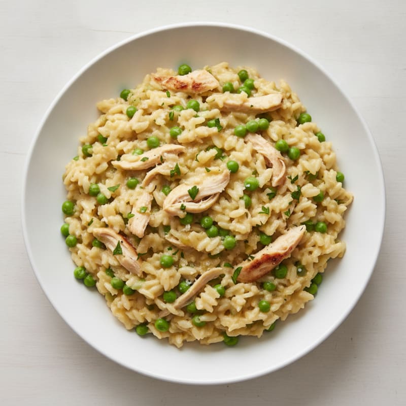 Shredded Chicken and Pea Risotto