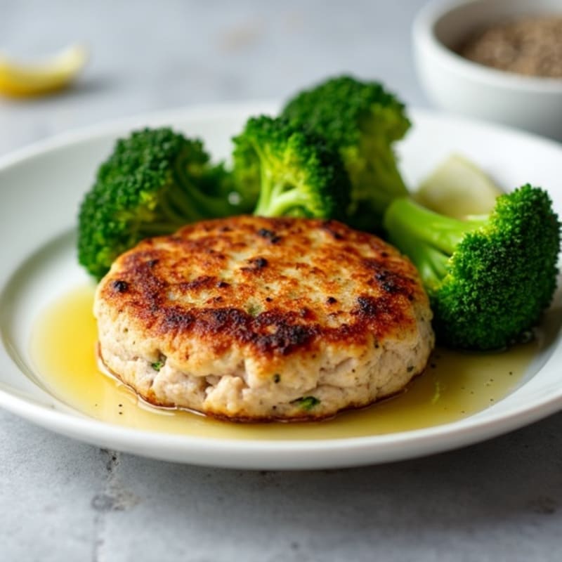 Seared Turkey Patties with Steamed Broccoli