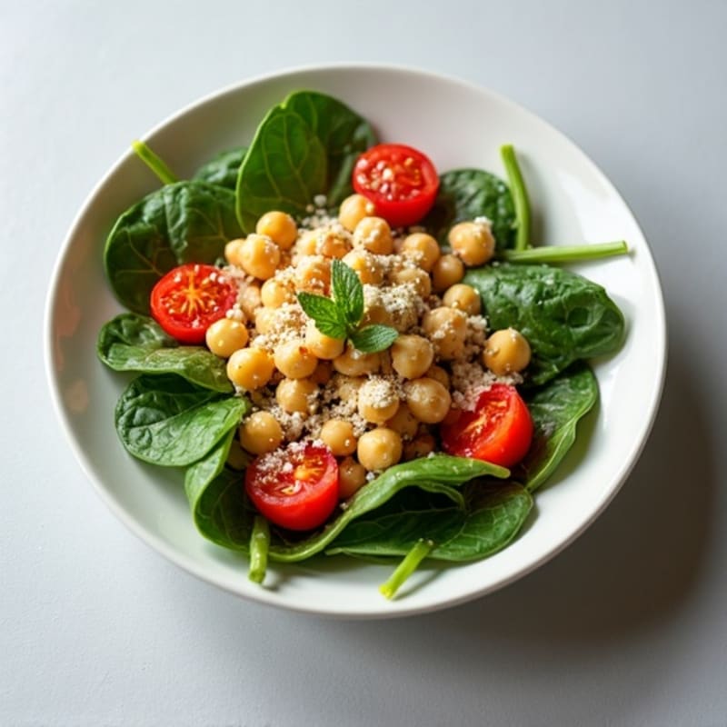 Chickpea Spinach Salad with Lemon Tahini Dressing