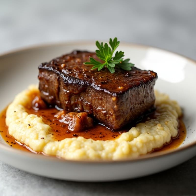 Tender Slow-Braised Short Ribs with Creamy Cauliflower Mash