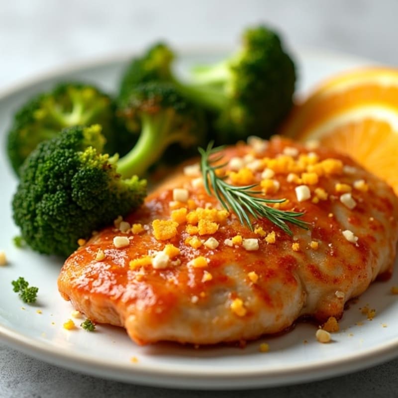 Crispy Orange Chicken with Roasted Broccoli