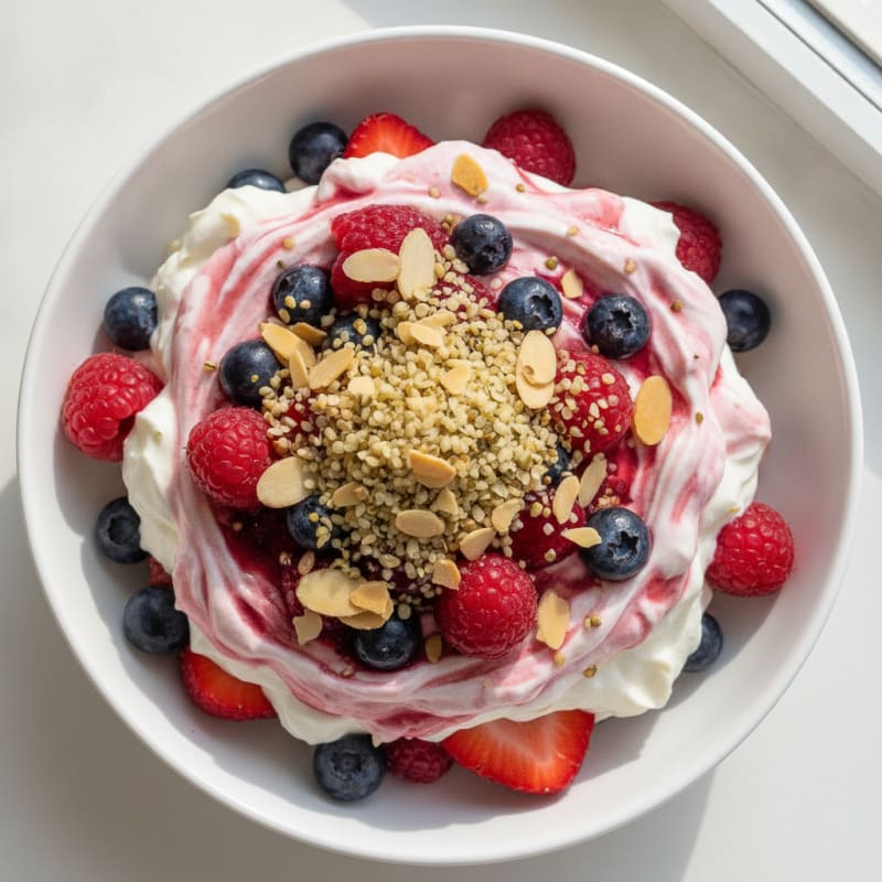 Silky Greek Yogurt Protein Parfait with Mixed Berries