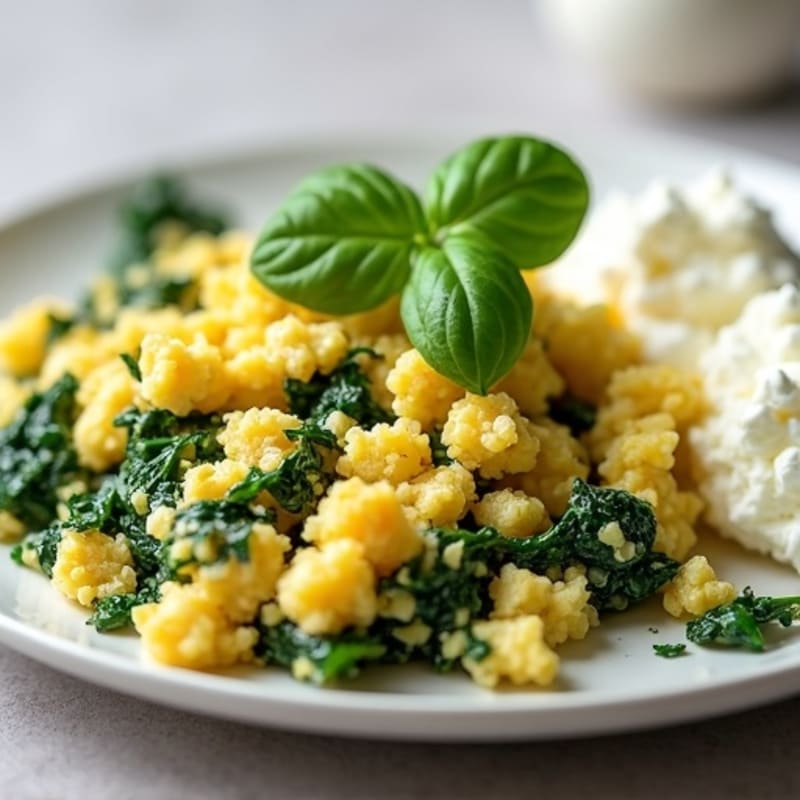 Egg White and Spinach Scramble with Cottage Cheese