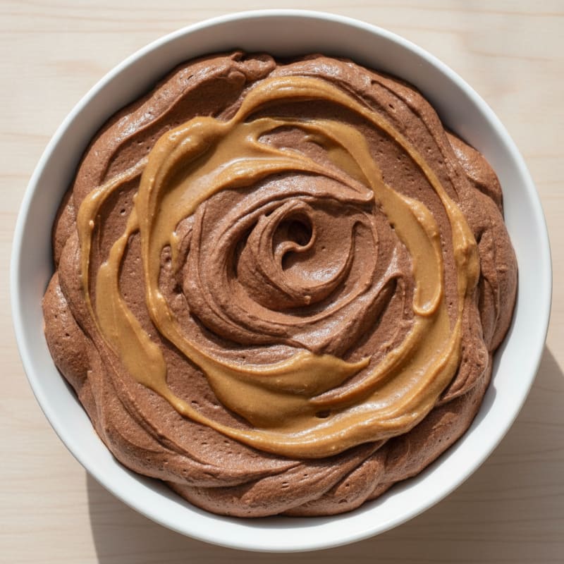Chocolate Protein Mousse with Silky Peanut Butter Swirl