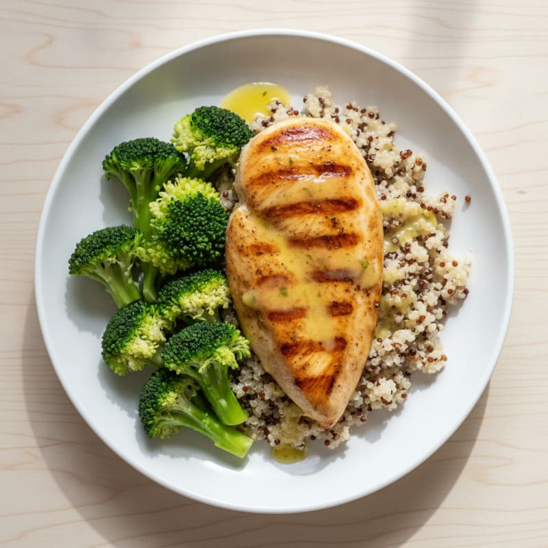 Grilled Chicken Breast with Quinoa and Steamed Broccoli
