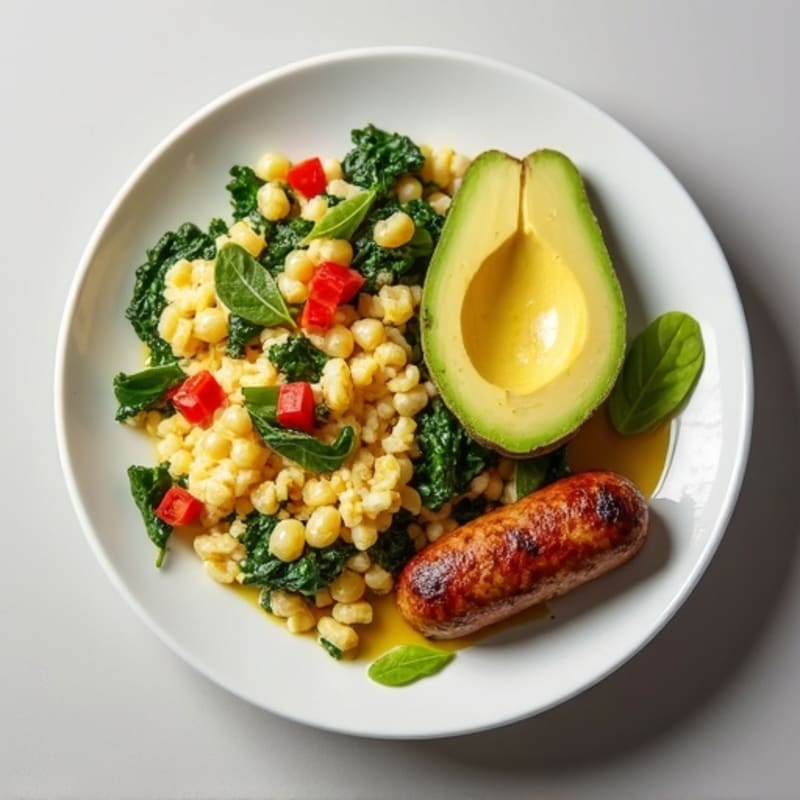 Egg White Scramble with Spinach and Turkey Sausage