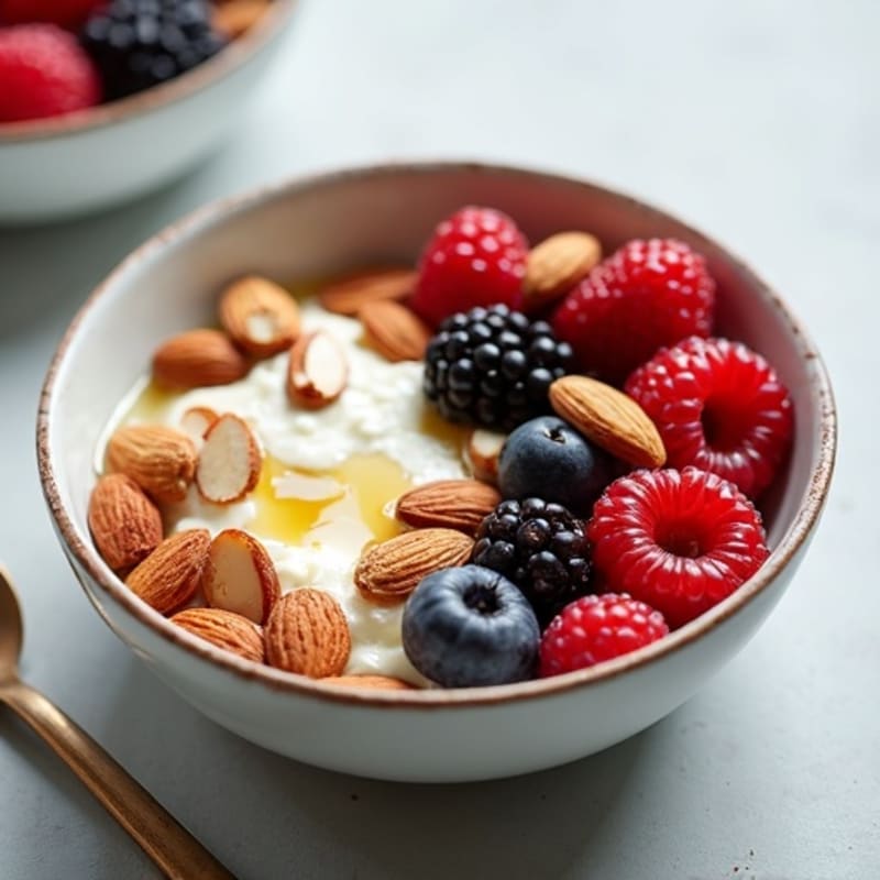 Cottage Cheese Berry Bowl with Almonds