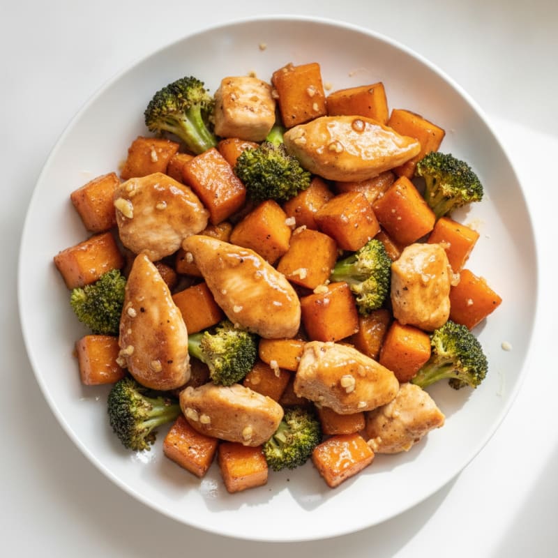 Roasted Sweet Potato and Chicken with Honey Glaze