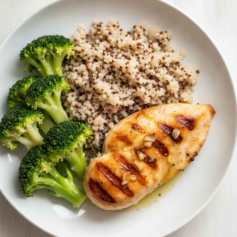 Grilled Chicken Breast with Quinoa and Steamed Broccoli