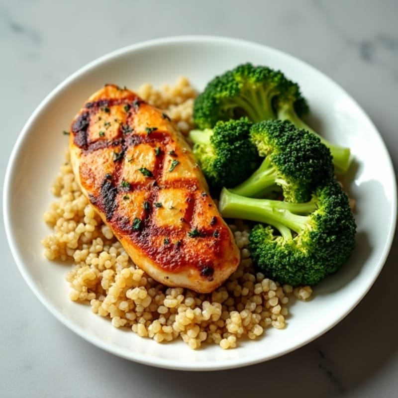 Grilled Chicken Breast with Quinoa and Steamed Broccoli