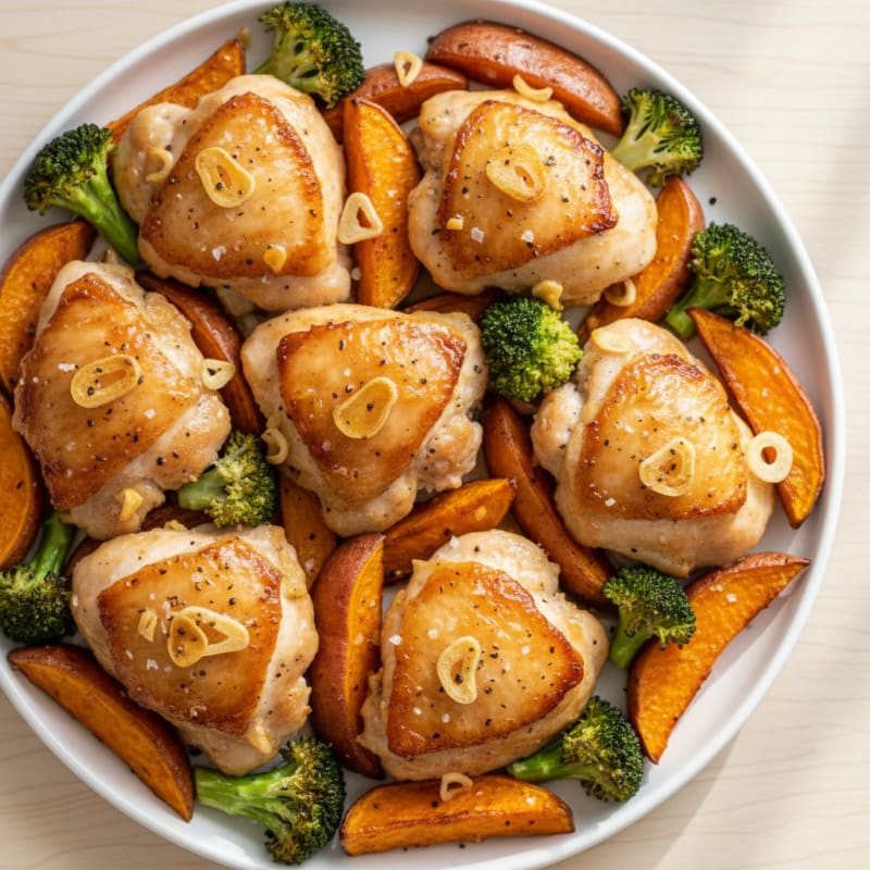 Sheet Pan Honey-Garlic Chicken and Sweet Potatoes