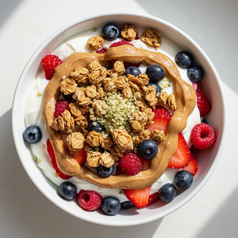 Creamy Greek Yogurt Parfait with Mixed Berries and Almond Butter