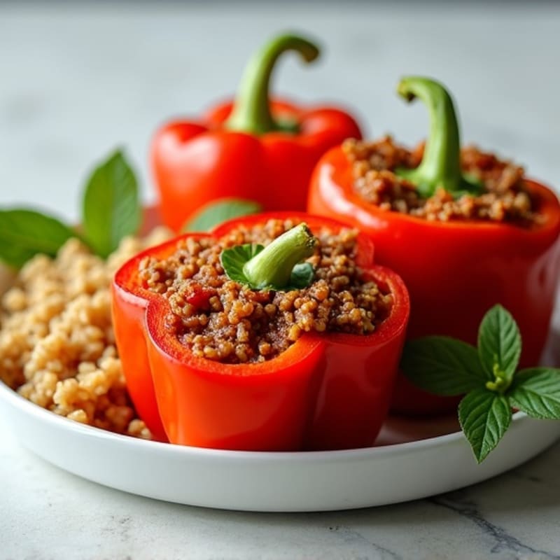 Hearty Lean Ground Turkey and Quinoa Stuffed Bell Peppers
