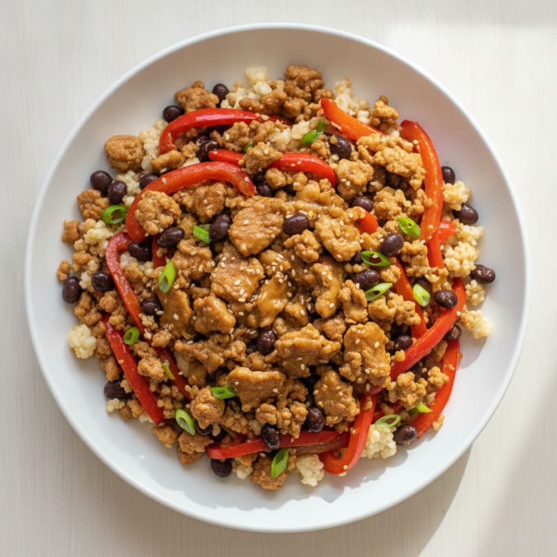 Lean Turkey and Black Bean Stir-Fry with Bell Peppers