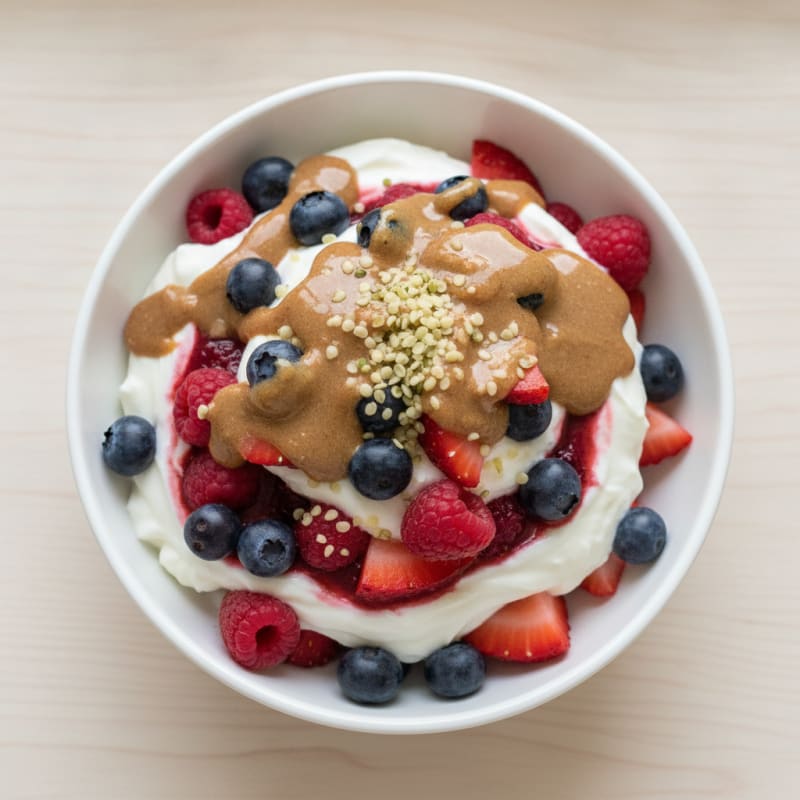 Creamy Greek Yogurt Parfait with Mixed Berries and Almond Butter