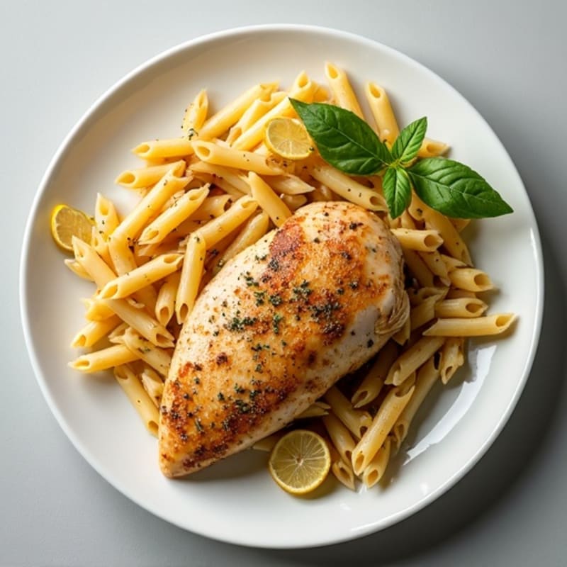 Herb-Roasted Chicken with Lemon Garlic Pasta