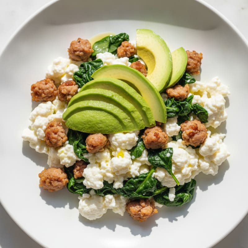 Egg White Scramble with Spinach and Turkey Sausage