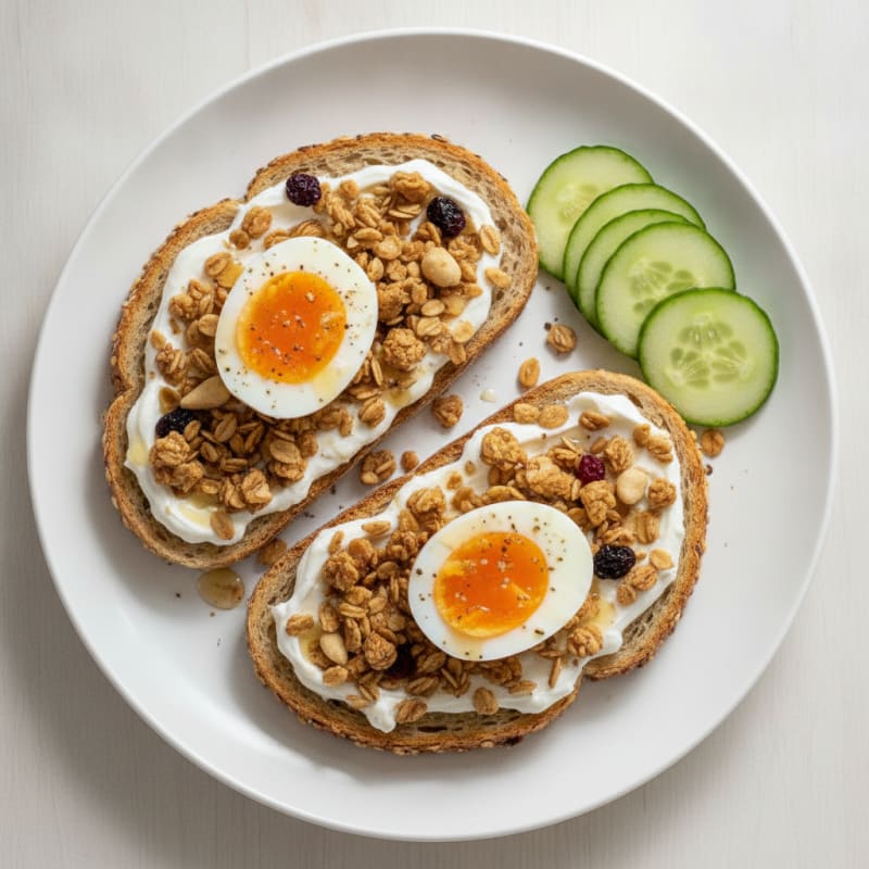 Egg and Greek Yogurt Breakfast Toast with Granola