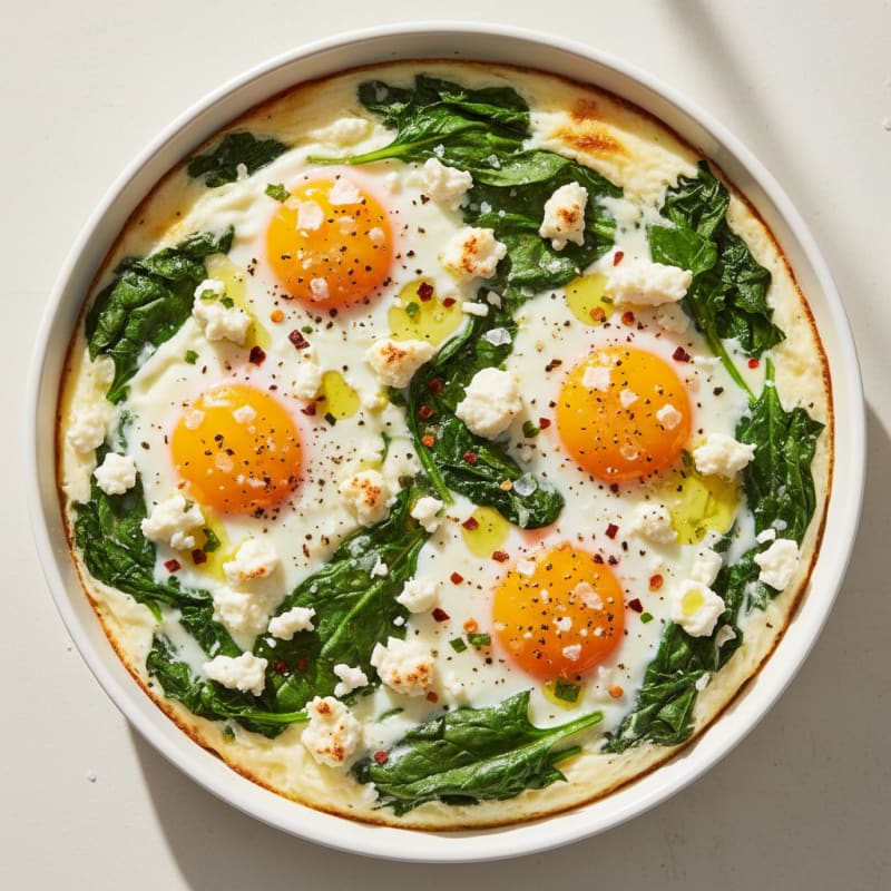 Baked Eggs with Spinach and Feta