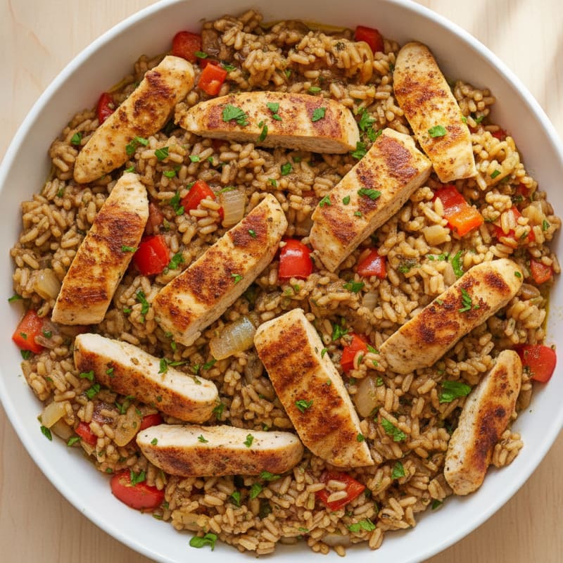 Savory Chicken and Brown Basmati Skillet