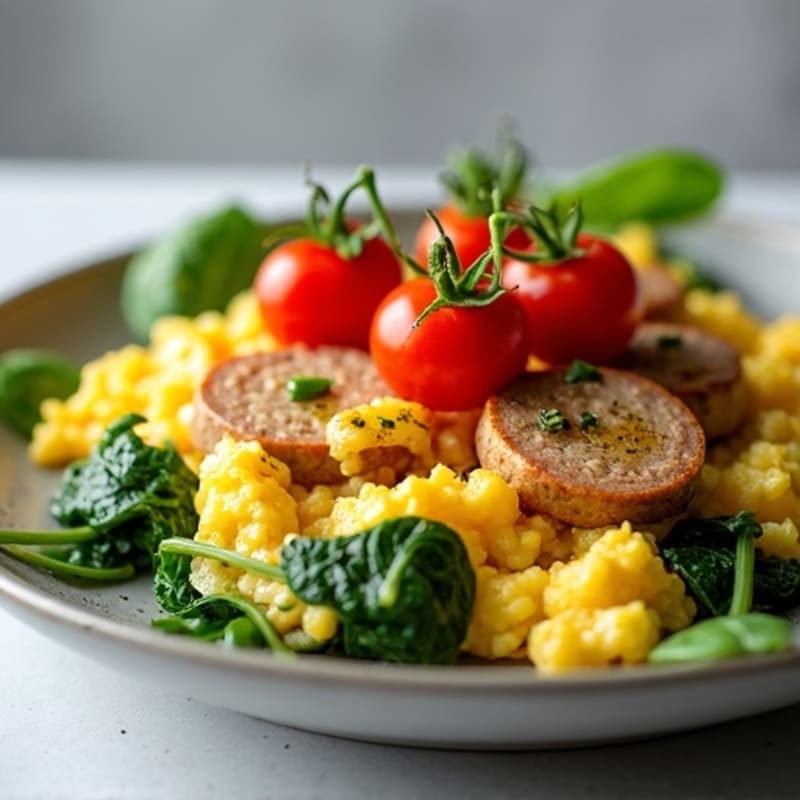Egg White and Turkey Sausage Scramble with Spinach