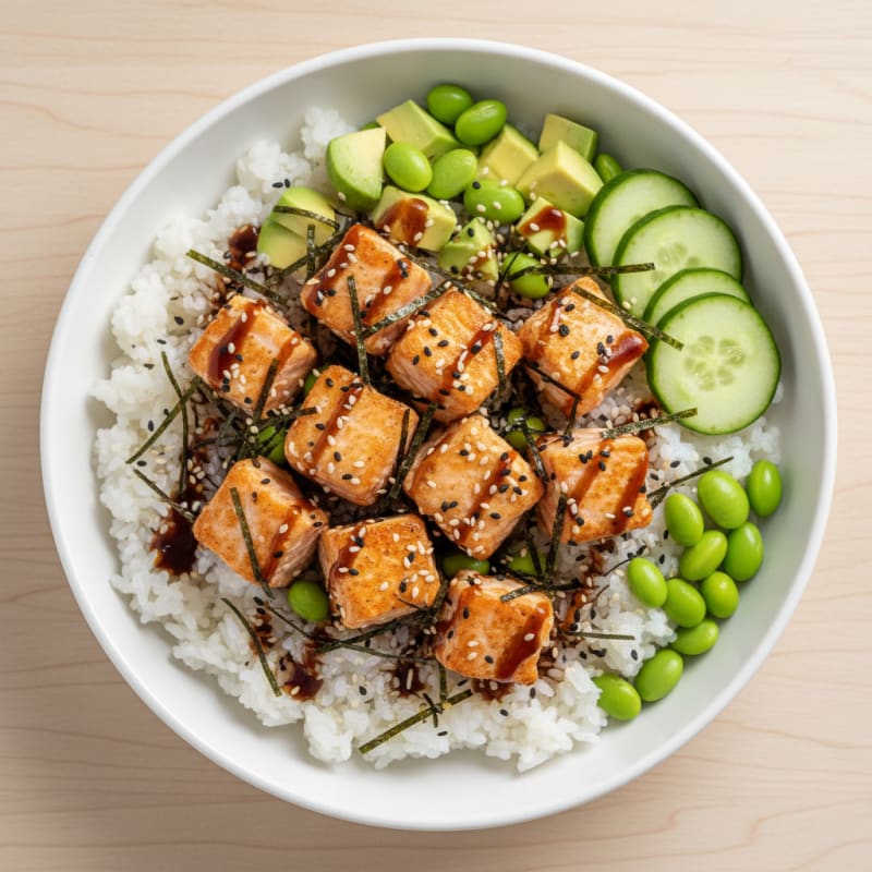 Deconstructed Sushi Rice Bowl with Salmon