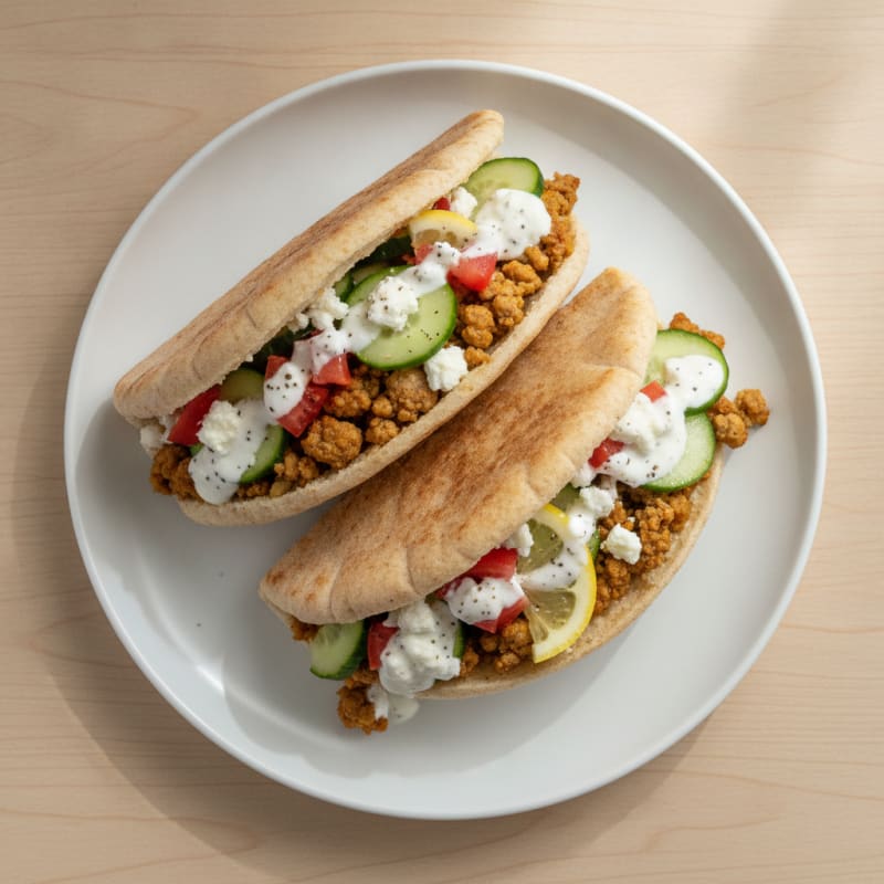 Mediterranean Ground Turkey Pita Sandwiches
