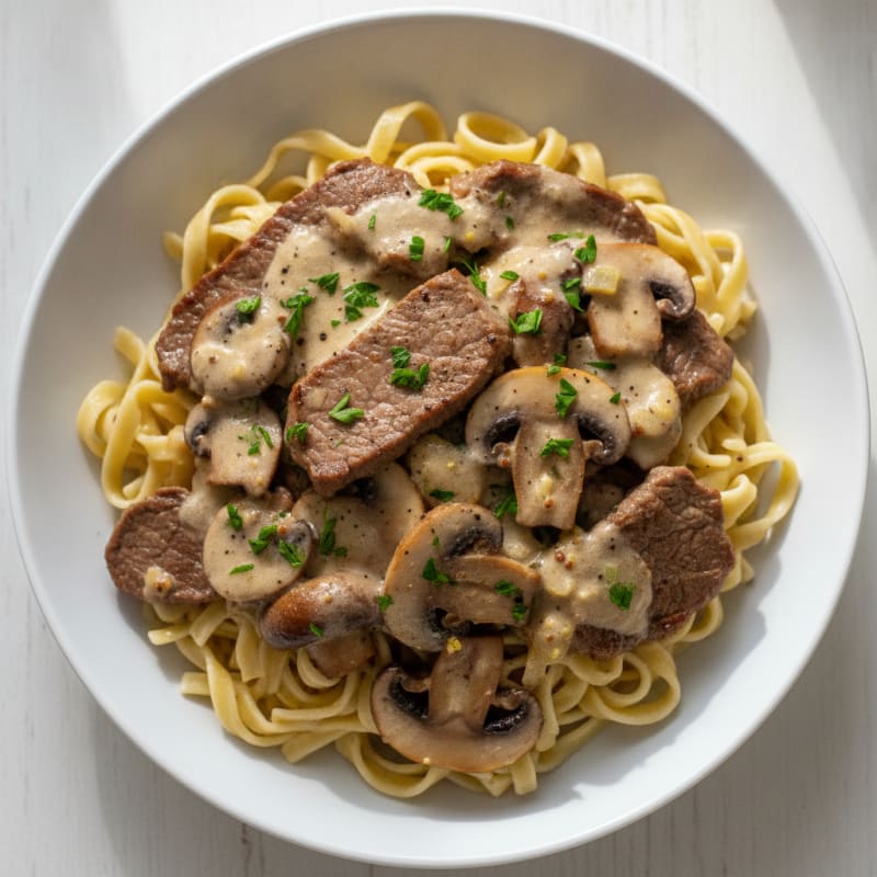 Classic Beef Stroganoff with Egg Noodles