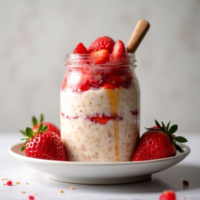 Strawberry Shortcake Protein Overnight Oats