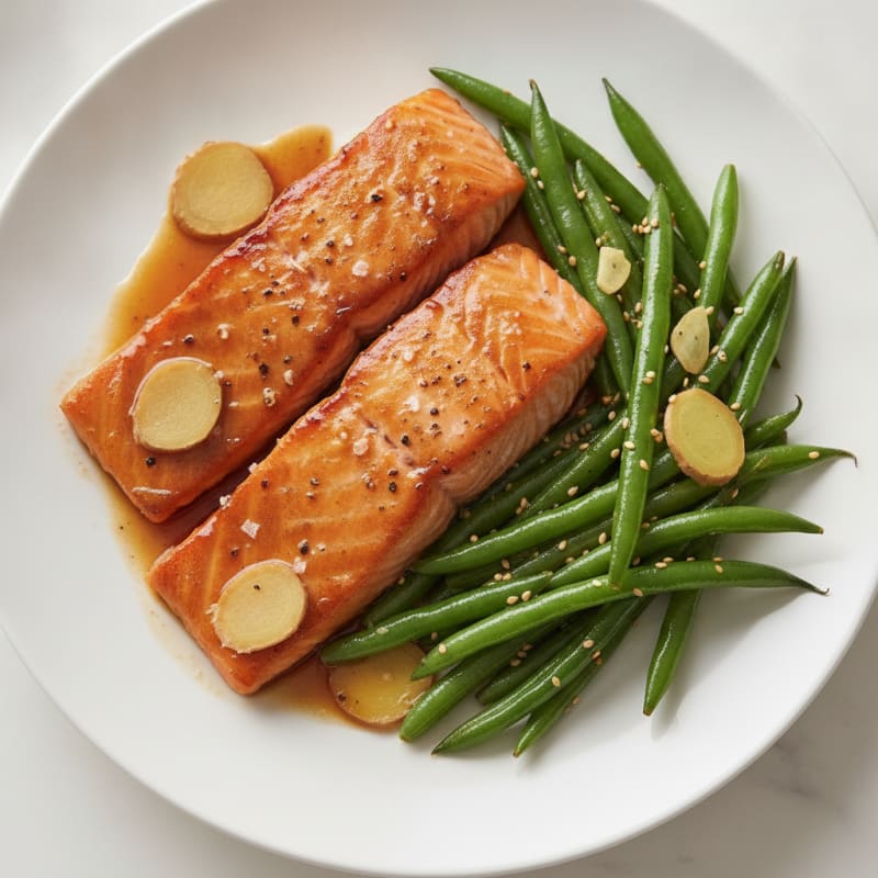 Pan-Seared Teriyaki Salmon with Green Beans