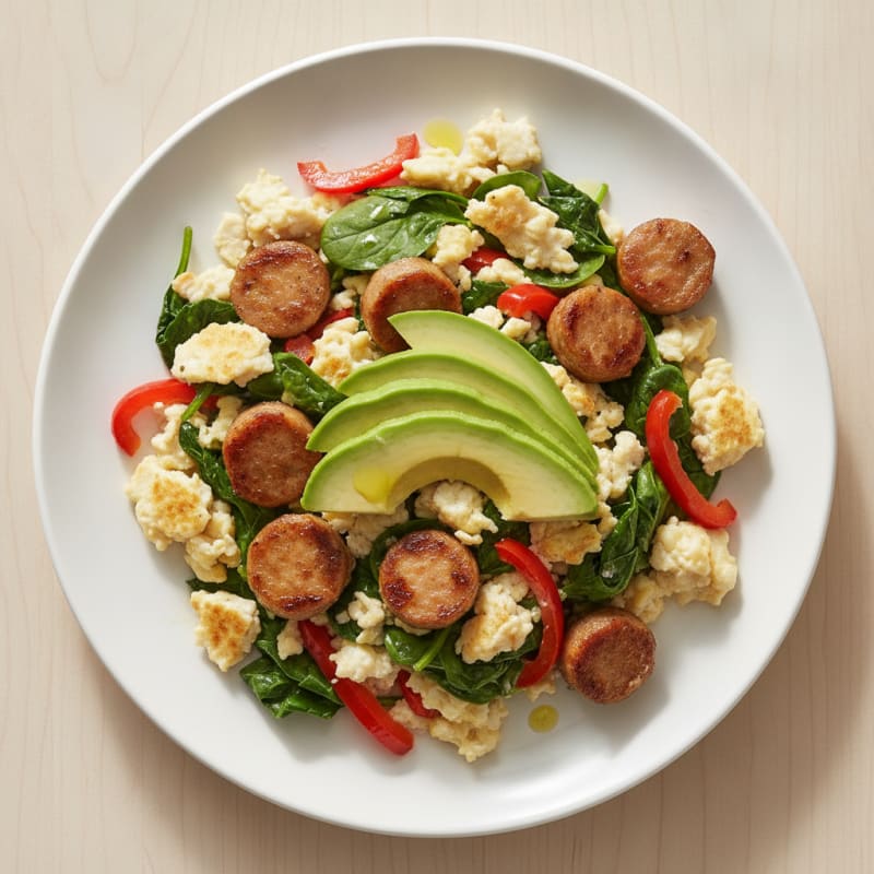 Egg White and Turkey Sausage Scramble with Spinach