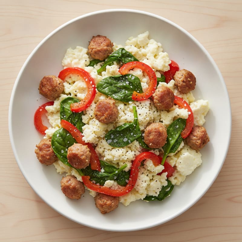 Egg White Veggie Scramble with Turkey Sausage