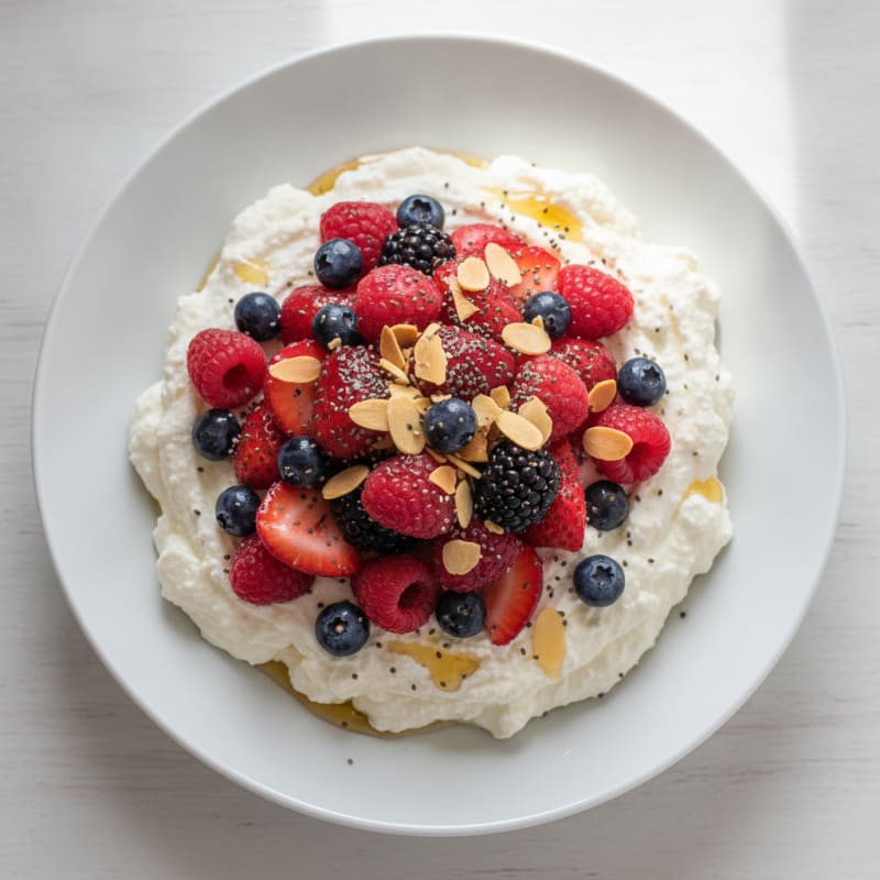 Greek Yogurt Protein Mousse with Mixed Berries